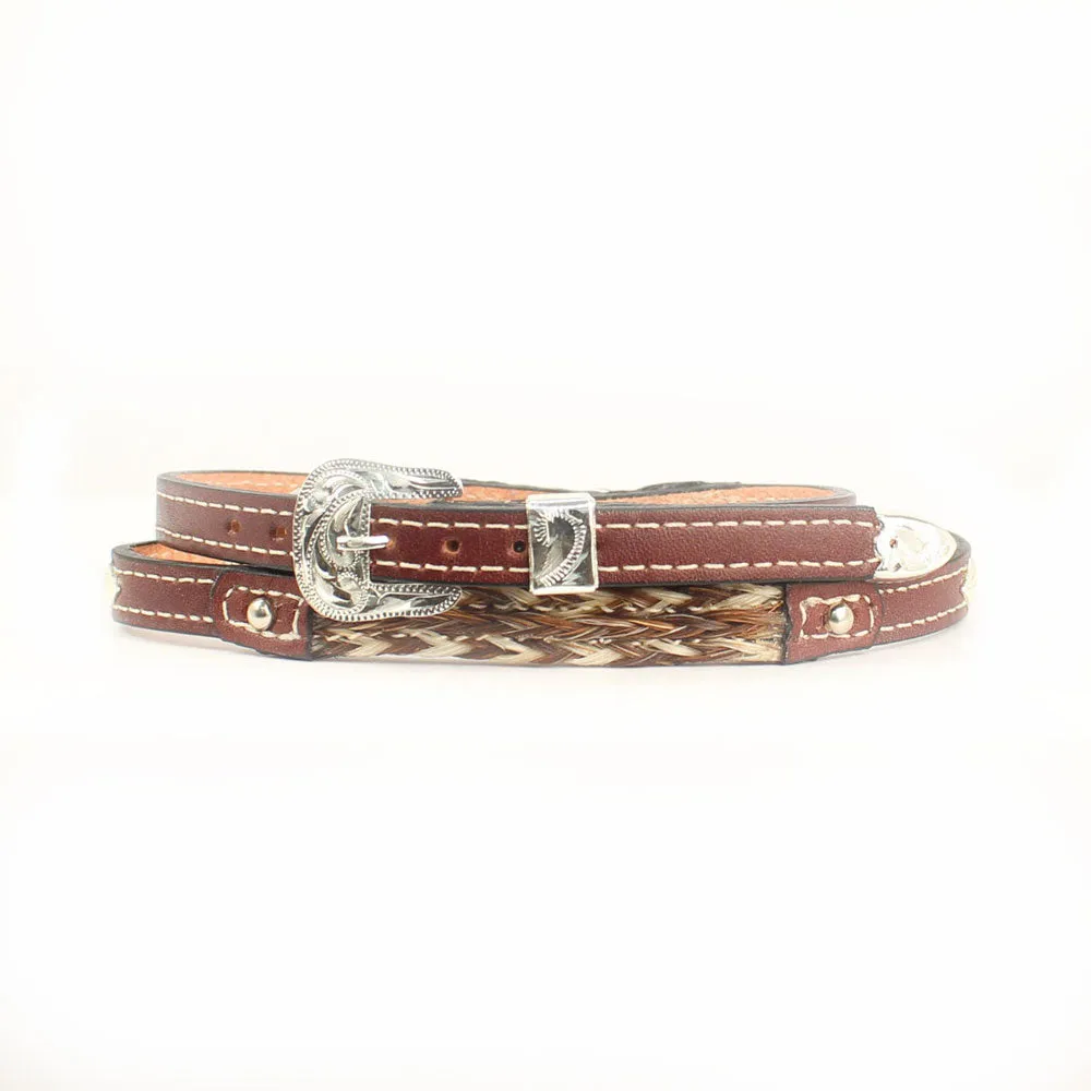 0200302 M&F Western 3/8 Inch Leather and Braided Horsehair Hatband