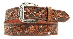 1 1/2'' Studded Accent Tooled Belt