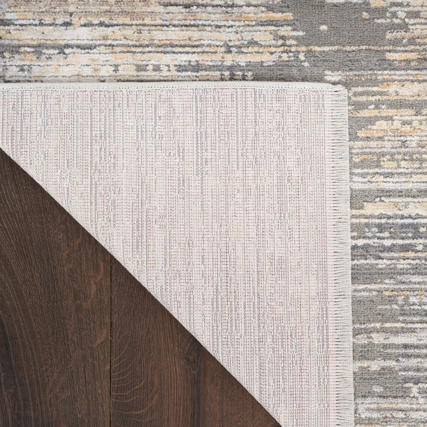 Abstract Hues Grey Gold Modern Rug