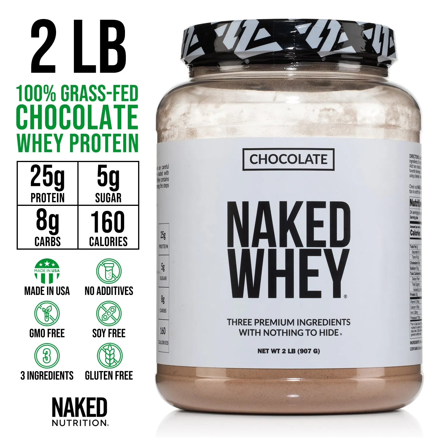 Chocolate Whey Protein Powder | Naked Chocolate Whey - 2LB