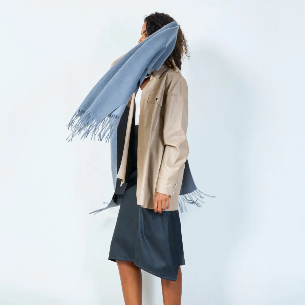 Classic solid color scarf with fringe wholesale