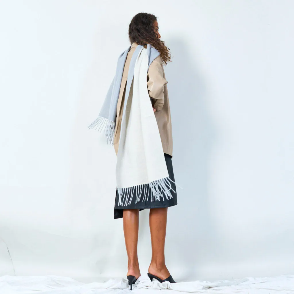 Classic solid color scarf with fringe wholesale