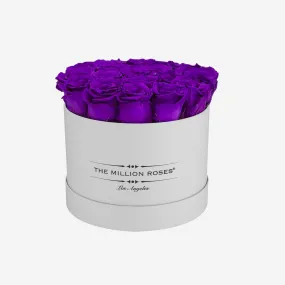 Classic White Box | Bright Purple Roses