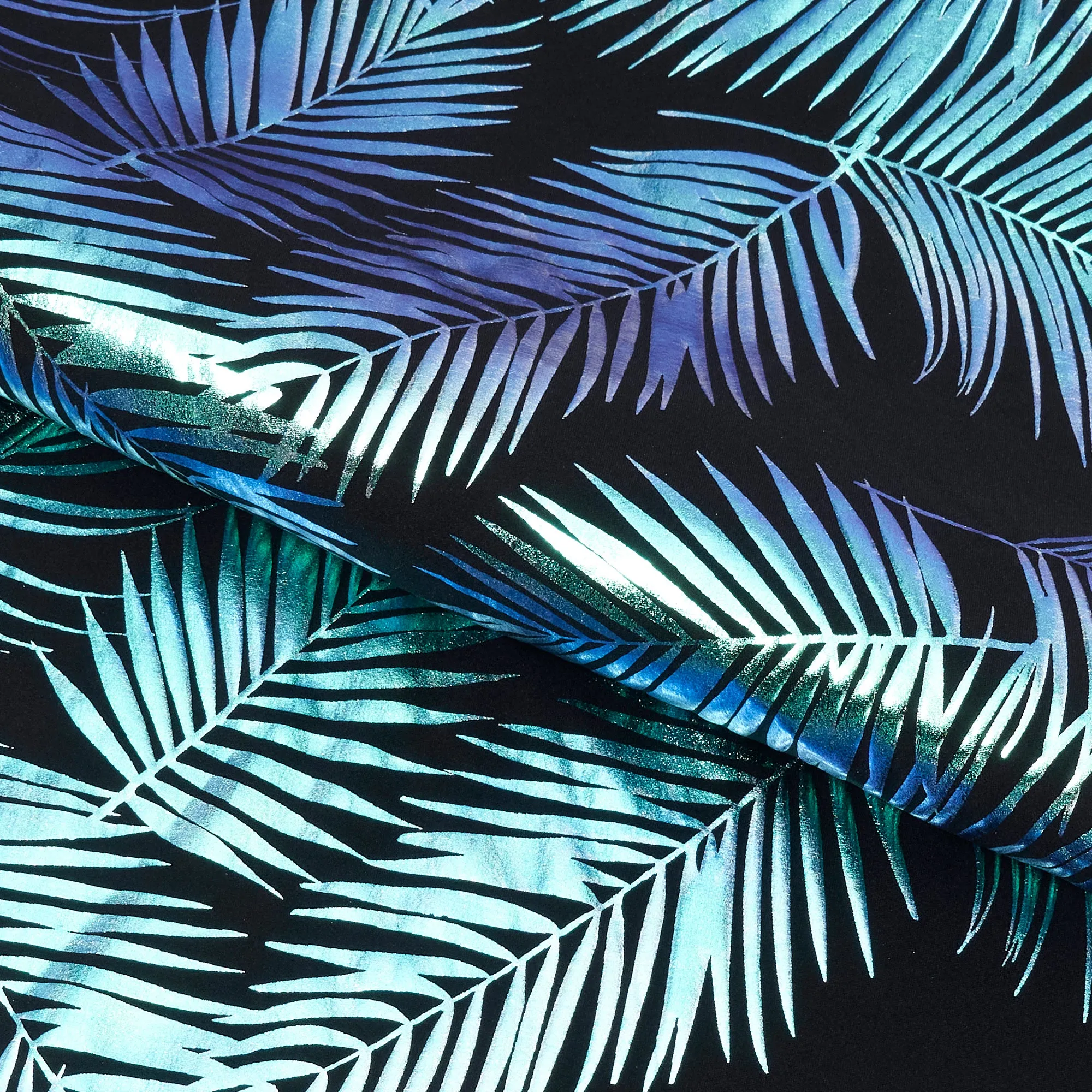 Electric Palm Foil Printed Spandex Fabric | Blue Moon Fabrics