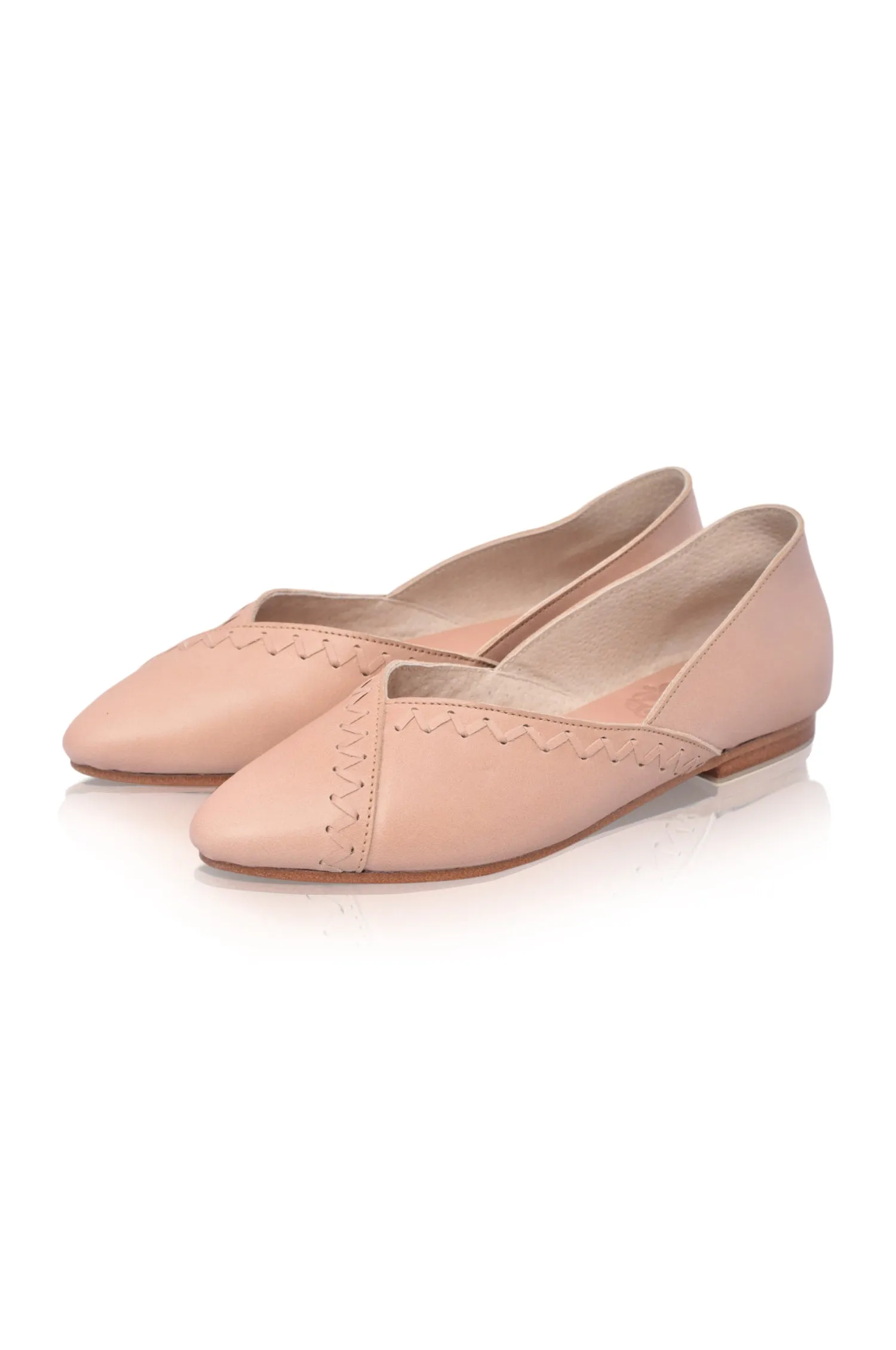 Elle Pointy Toe Leather Ballet Flats