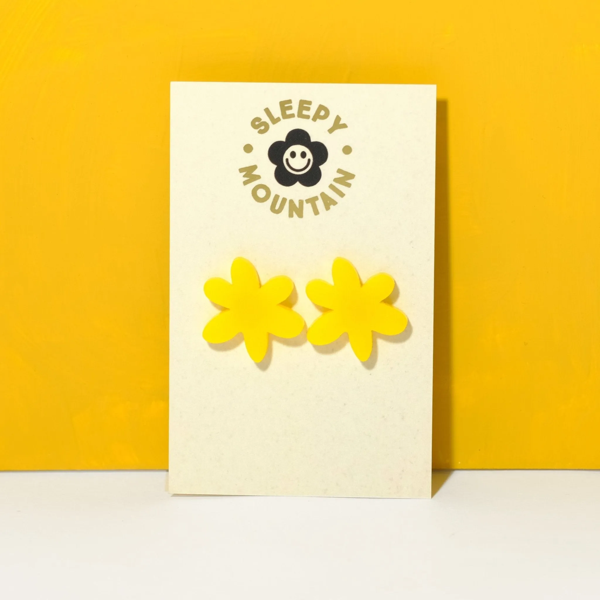 Flower stud earrings in sunshine yellow