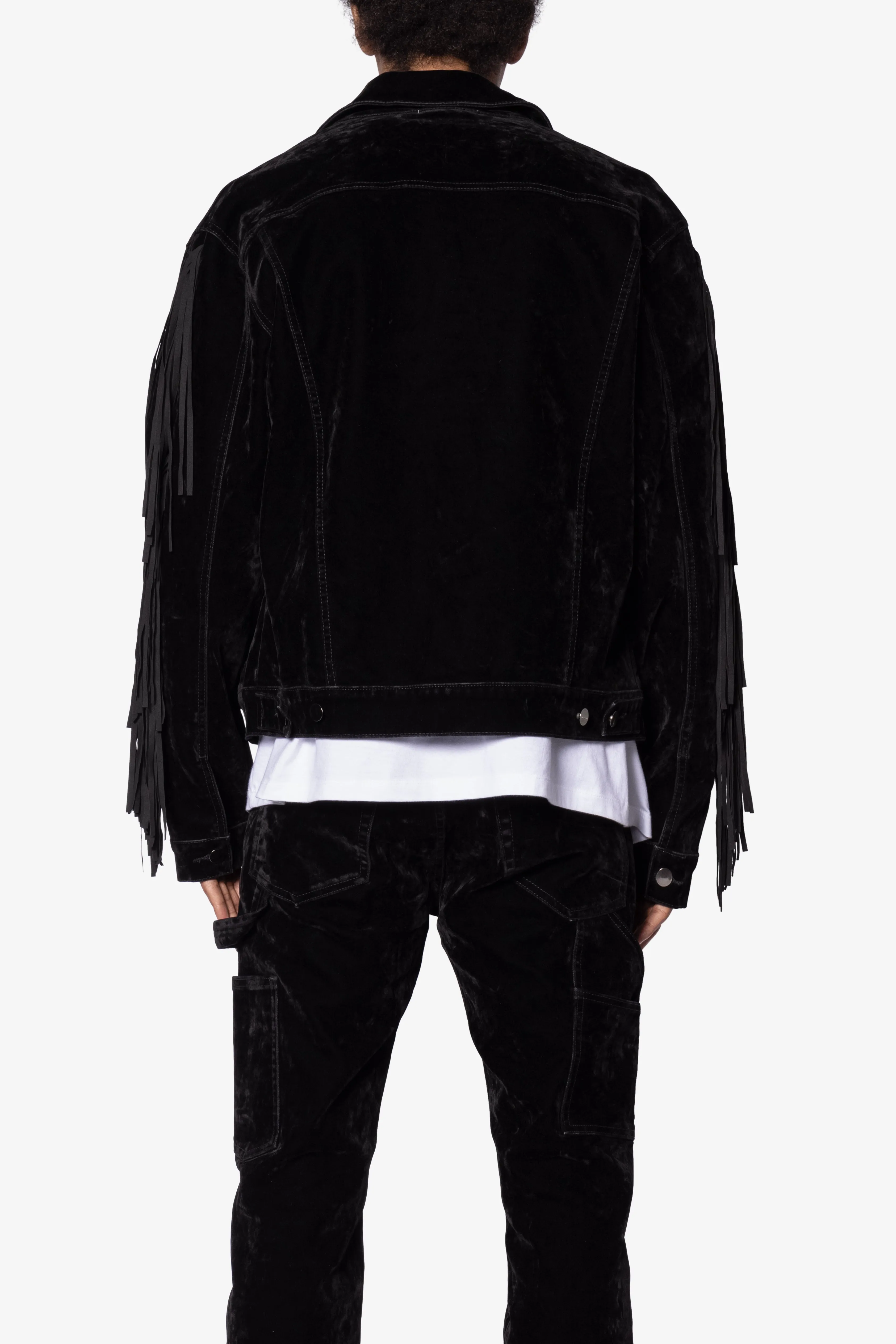 Fringe Trucker Jacket - Black