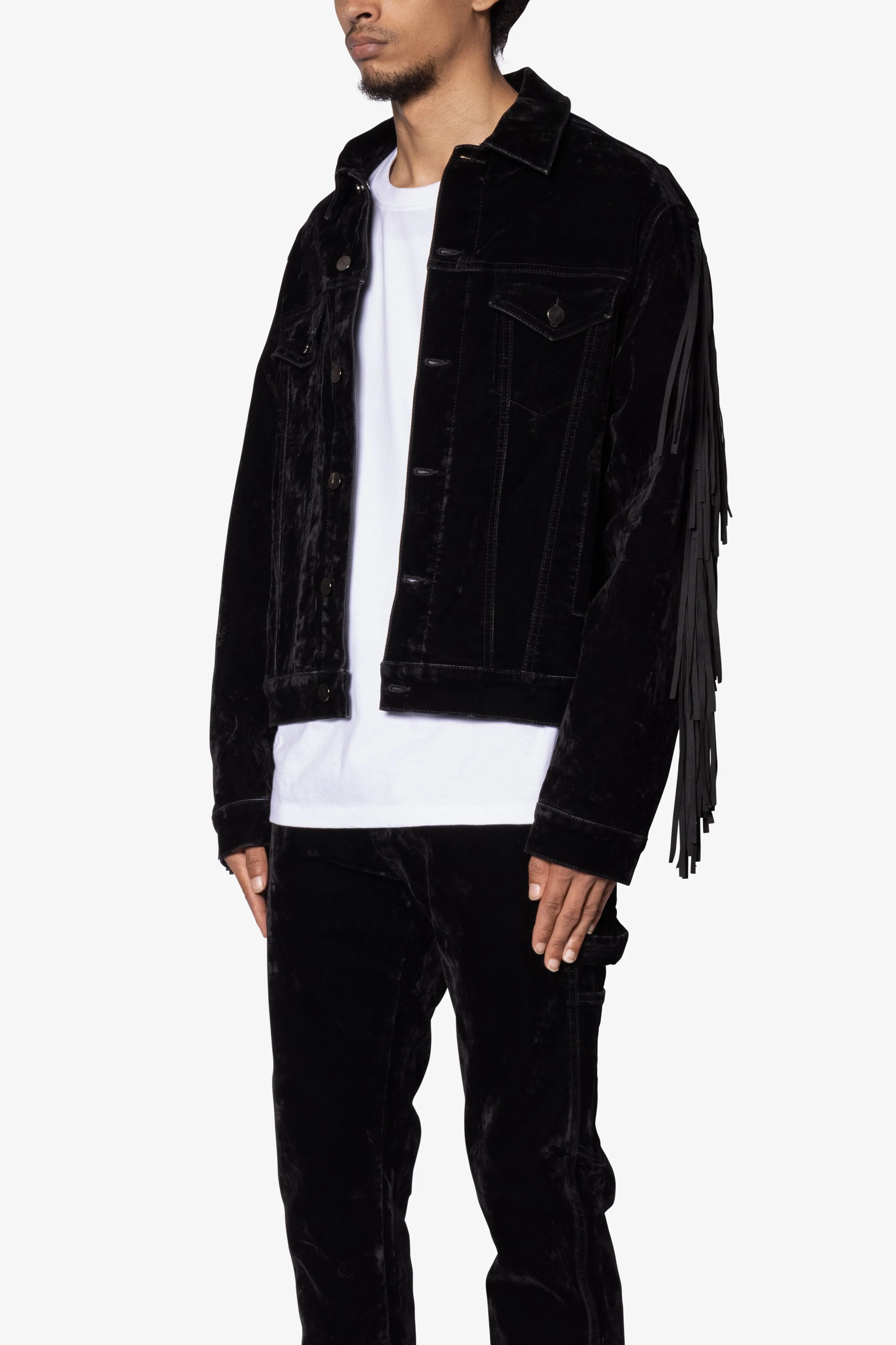 Fringe Trucker Jacket - Black