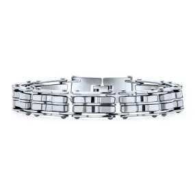 Heavy Bicycle Chain Bike Link Men Bracelet Silver Tone Stainless Steel