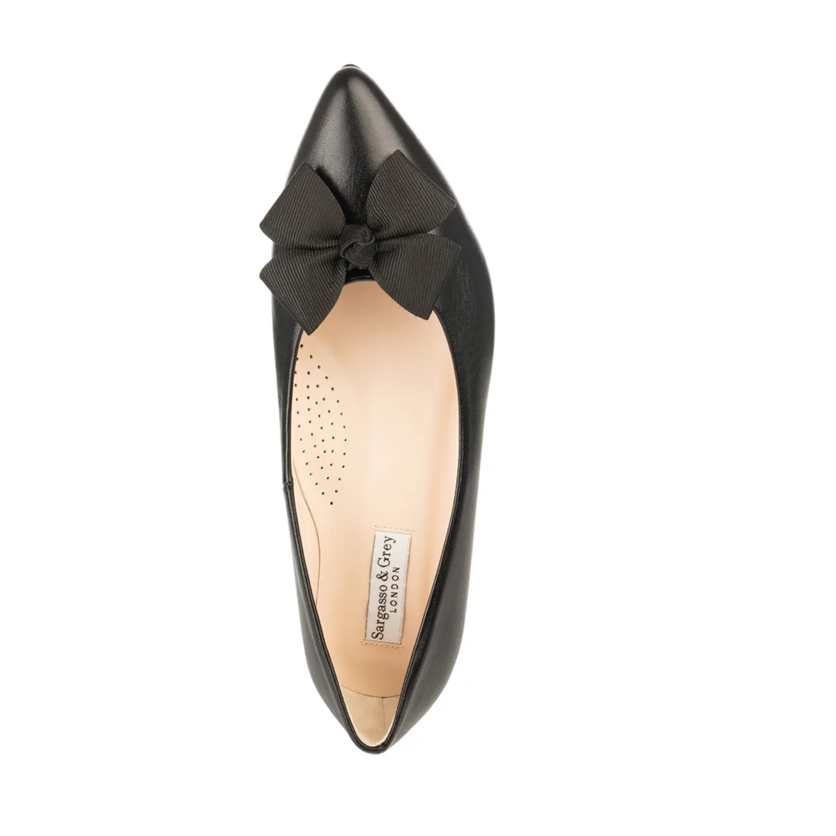 Laura Extra-Wide Fit Ballet Flats With Bow - Black Leather