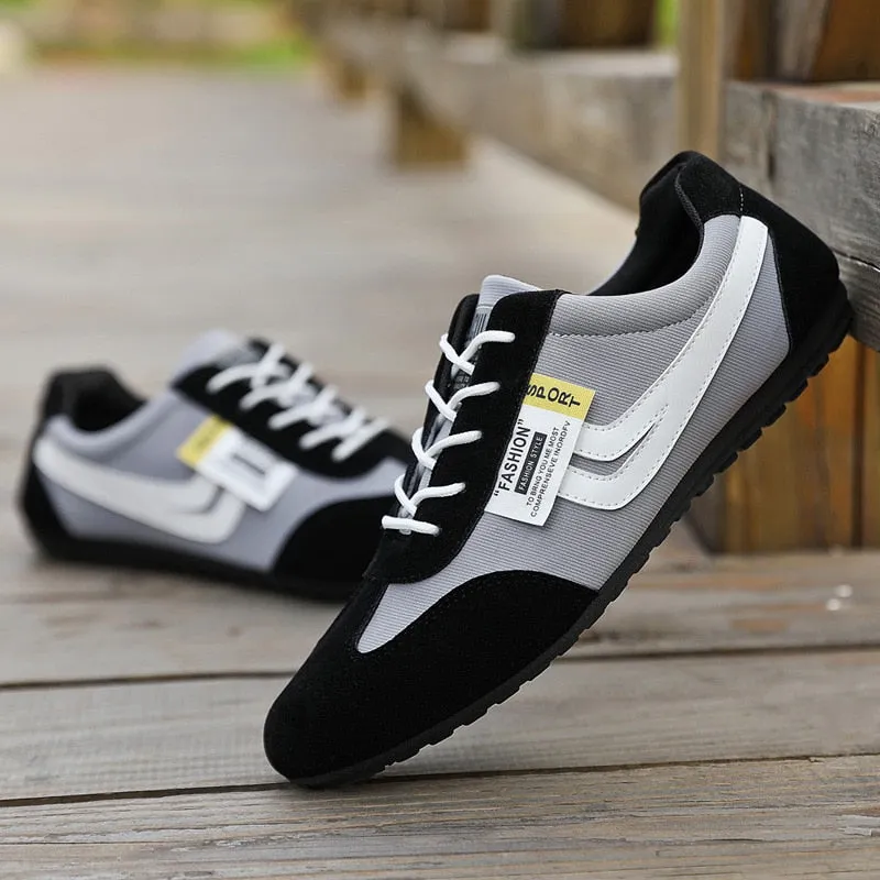 Men's Canvas Round Toe Patchwork Slip-On Casual Sneakers