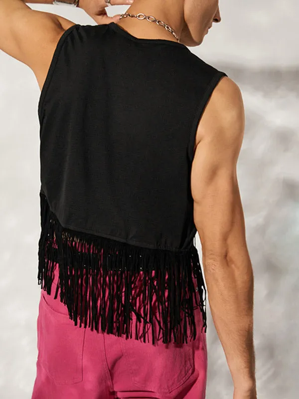 Mens Fringe Detail Front Open Waistcoat SKUJ31214