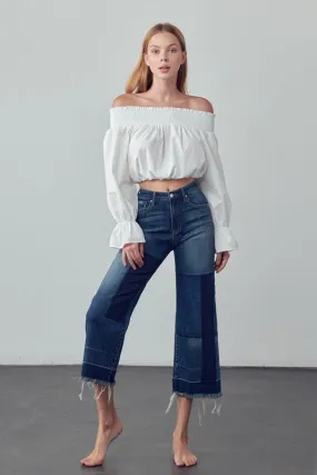 MID-RISE CROP FLARE JEANS