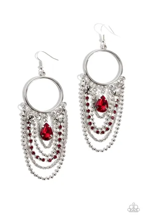 Paparazzi Cascading Clash Red Earrings