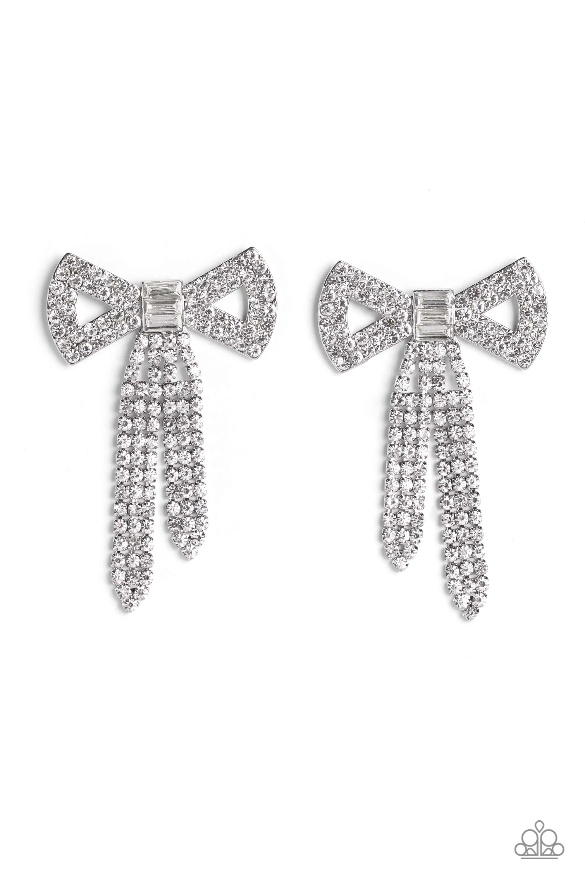 Paparazzi Just BOW With It White Exclusive Post Earrings