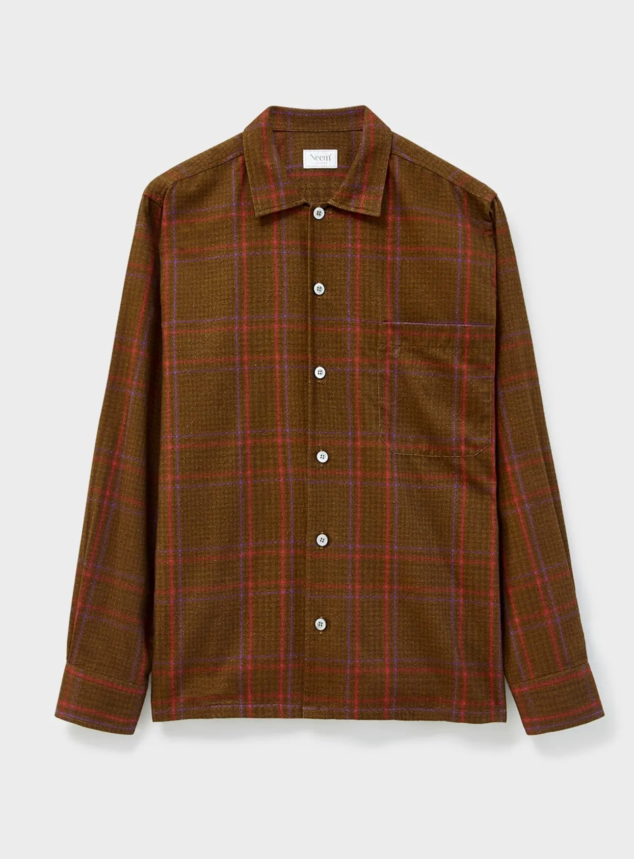 Recycled Flannel Chocolate Check Spitalfields Overshirt