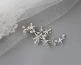 Starfish and Pearl Beach Bride Hair Clip